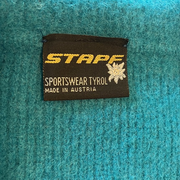 Stapf turquoise wool sweater metal buttons made in Austria, as is - Picture 14 of 16